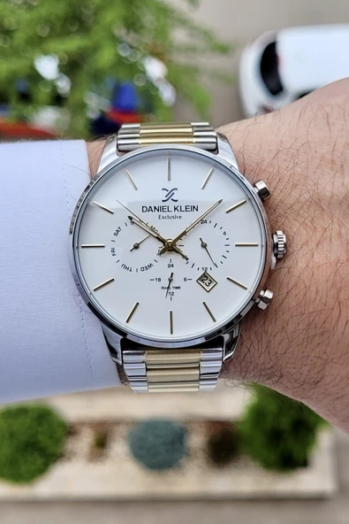 Daniel Klein DKISTE542 Gold Gümüş Göstergeleri Aktif Fonksiyonlu Erkek Kol Saati - Resim 3
