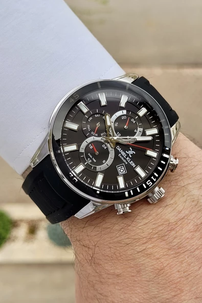 Daniel Klein DKISTE134 Kasası Gümüş Kordonu Siyah Renk iç Göstergeleri Aktif Fonksiyonlu 2 Yıl Garantili Erkek Kol Saati - Resim 2