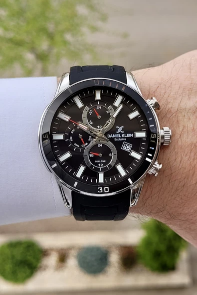 Daniel Klein DKISTE134 Kasası Gümüş Kordonu Siyah Renk iç Göstergeleri Aktif Fonksiyonlu 2 Yıl Garantili Erkek Kol Saati - Resim 3