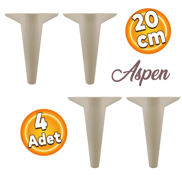 Aspen Lüks Mobilya Kanepe Koltuk Tv Ünitesi Konsol Ayağı Ayakları 20 Cm Krem (4 ADET) ürün görseli