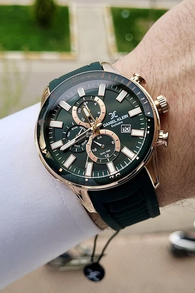 Daniel Klein DKISTE136 Kasası Rose Kordonu Yeşil Renk iç Göstergeleri Aktif Fonksiyonlu Erkek Kol Saati ürün görseli 1