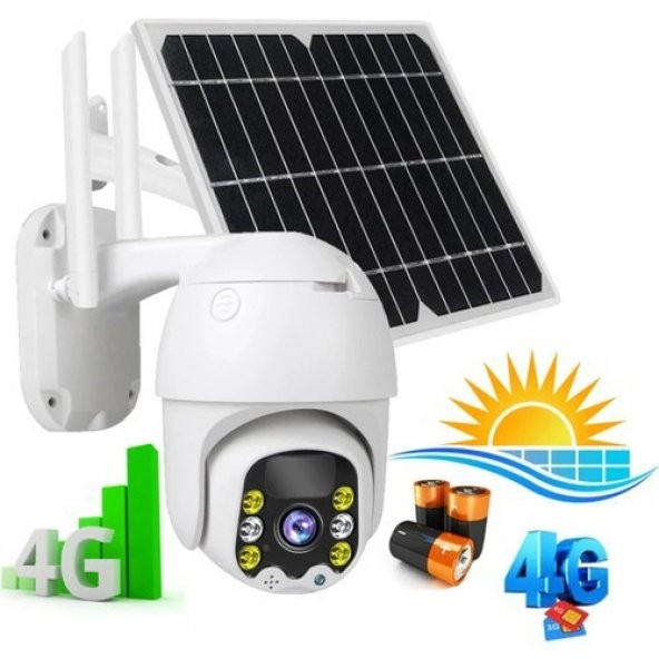 Sim Kartlı 4G Solar Güneş Enerjili 360 Hareketli  Dış Mekan İp Kamera