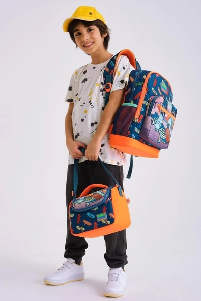 Coral High Kids Civit Neon Turuncu Kaykay Desenli 3'lü Okul Çanta Seti - Erkek Çocuk - 2