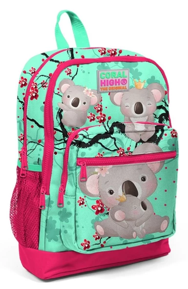 Coral High Kids Su Yeşili Neon Mercan Koala Desenli 3'lü İlkokul Çanta Seti - Kız Çocuk - 2