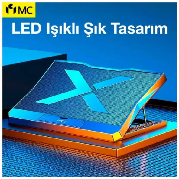 Coofbe Led Işıklı Ultra Sessiz 6 Adet Soğutma Fanlı Laptop Soğutucu Yükseklik Ayarlı Laptop Standı - 3