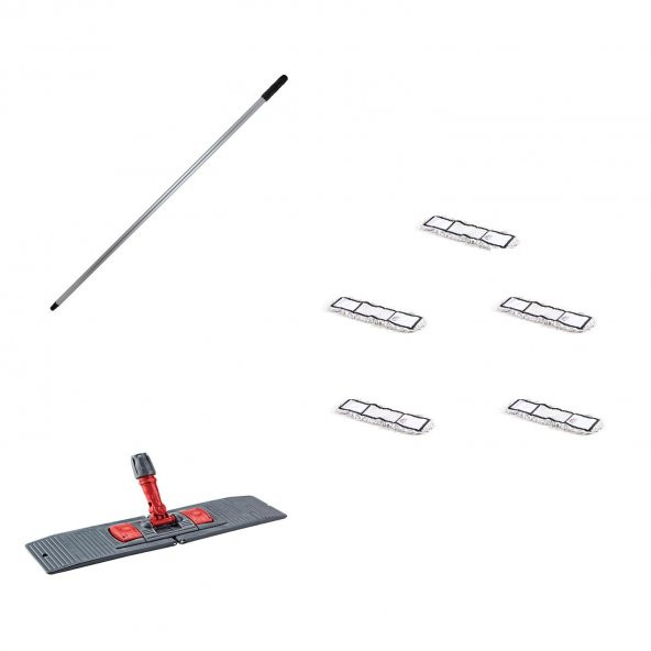 Tablet Palet Nemli Yedek Mop Takımı Seti - 5 Ad 60 Cm. Nemli Mop + Katlanır Aparat + Metal Sap