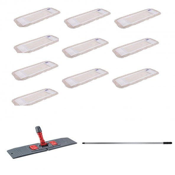 Tablet Palet Nemli Yedek Mop Takımı Seti - 10 Ad 60 Cm. Nemli Mop + Katlanır Aparat + Metal Sap