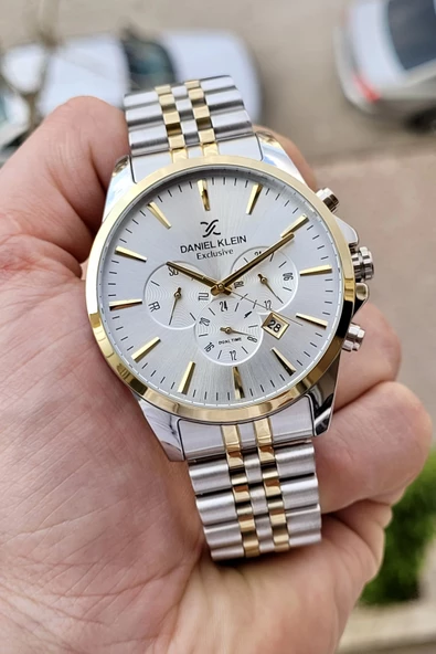 Daniel Klein DKISTE393 Gold Gümüş Renk iç Göstergeleri Aktif Fonksiyonlu 2 Yıl Garantili Erkek Kol Saati - Resim 3