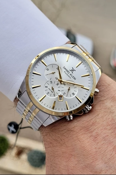 Daniel Klein DKISTE393 Gold Gümüş Renk iç Göstergeleri Aktif Fonksiyonlu 2 Yıl Garantili Erkek Kol Saati - Resim 5