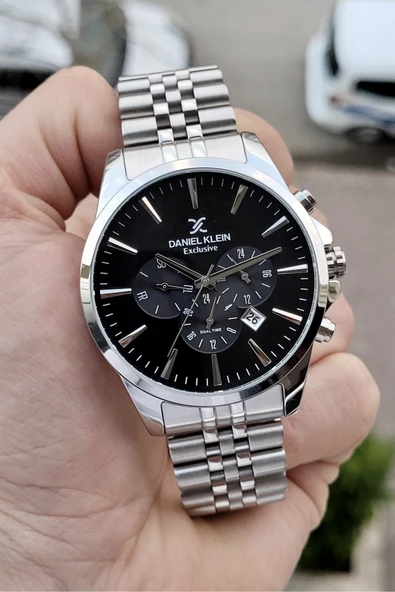 Daniel Klein DKISTE395 Fonksiyonları Aktif 2 Yıl Garantili Kadranı Siyah Kordonu Gümüş Renk Erkek Kol Saati - Resim 5