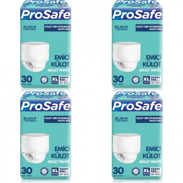 Prosafe Emici Külot Yetişkin Külotlu Hasta Bezi Ekstra Büyük Boy 30lu 4 Paket