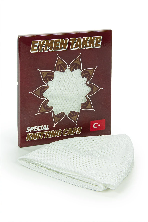 Makine Örme Likralı Dantel Namaz Takkesi - 3
