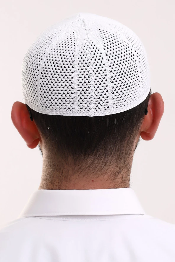Makine Örme Likralı Dantel Namaz Takkesi - 6
