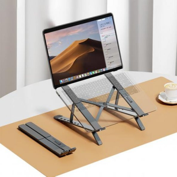 Coofbe Metal Katlanabilir Taşınabilir 6 Kademe Yükseklik Ayarlı Laptop Standı Ayarlanabilir Tabanlı - 6
