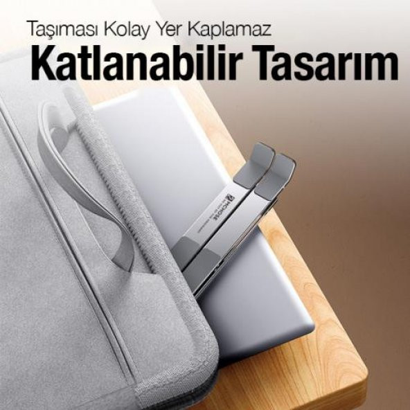 Coofbe Metal Katlanabilir Taşınabilir 6 Kademe Yükseklik Ayarlı Laptop Standı Ayarlanabilir Tabanlı - 8