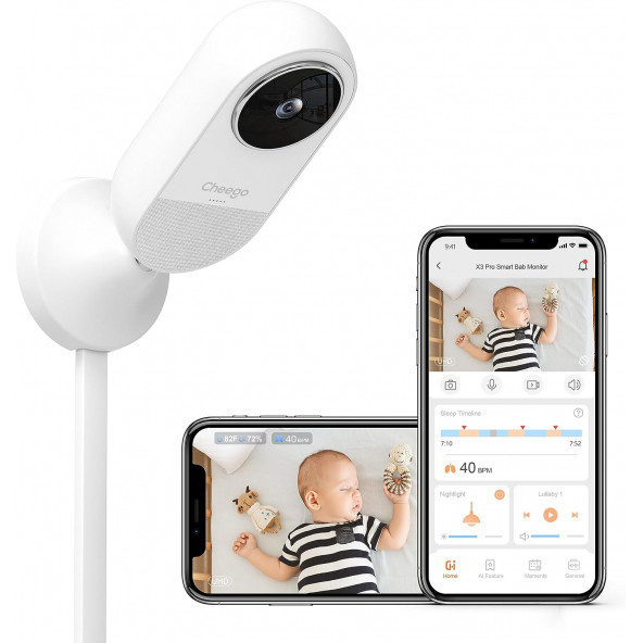 Cheego X3 Pro Akıllı Bebek Monitörü Temassız Solunum Özellikli
