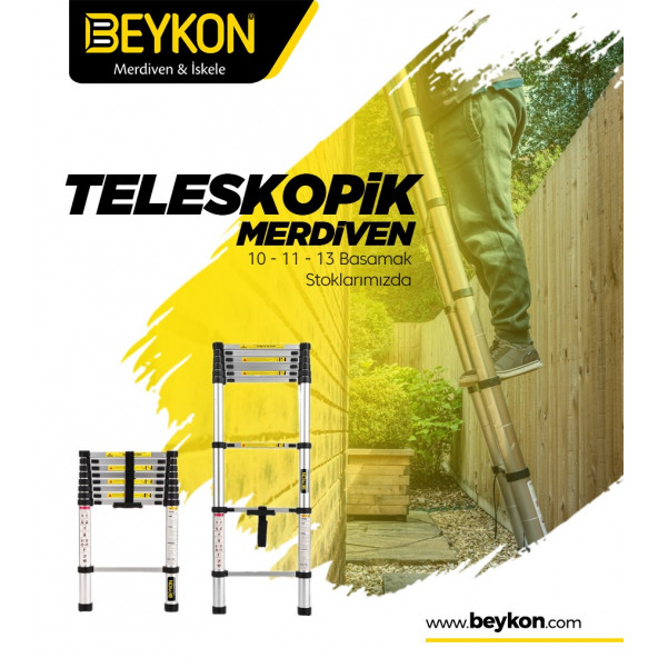 beykon 10 Basamaklı Teleskopik Uzayan Merdiven 2,9 Metre tls1029 - 2