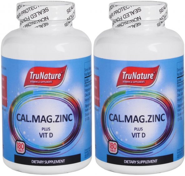 Trunature Calcium Magnesium Zinc Plus Vitamin D 2x180 Tablet Kalsiyum Magnezyum Çinko D Vitamini