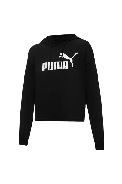 Puma ESS Cropped Logo Hoodie Kadın Sweatshirt Siyah XS-XL