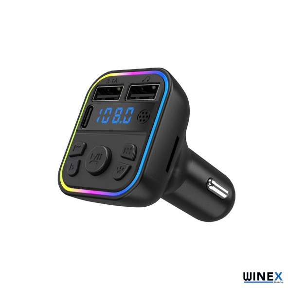 Winex G39 Fm Handsfree Bluetooth Modülatör MP3 Player Type-C Çıkışlı Araç Şarj Aleti - 2