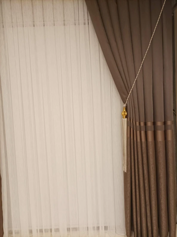 NİVEMESHOME BLANCHE KAHVE 1/3 SIK PİLE FON PERDE APM - 3