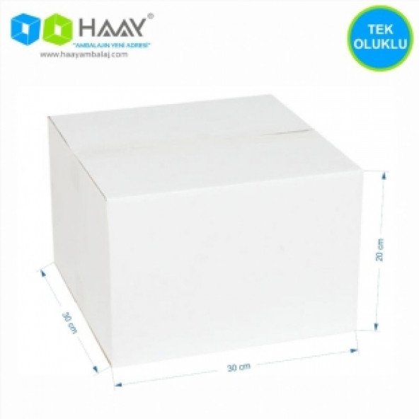 HAAY AMBALAJ 30x30x20cm Tek Oluklu Koli Beyaz (10 Adet)