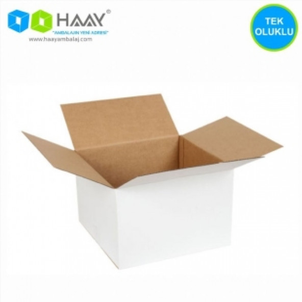 HAAY AMBALAJ 30x30x20cm Tek Oluklu Koli Beyaz (10 Adet) - 2