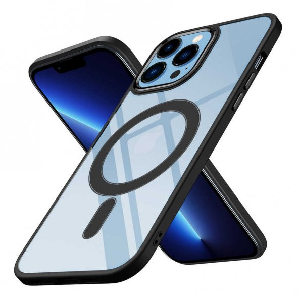 Apple iPhone 13 Pro Max Kılıf Wireless Şarj Özellikli Lopard Krom Magsafe Silikon Kapak