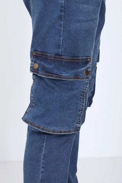 Erkek Koyu Mavi Kargo Cepli Jogger Pantolon - 5