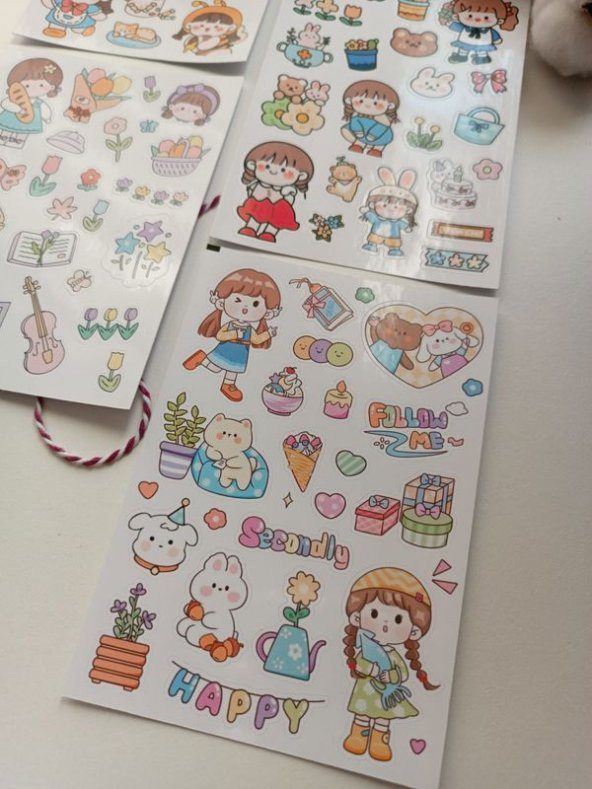 Kawaii Kız Tema Etiket Sticker Set - 2
