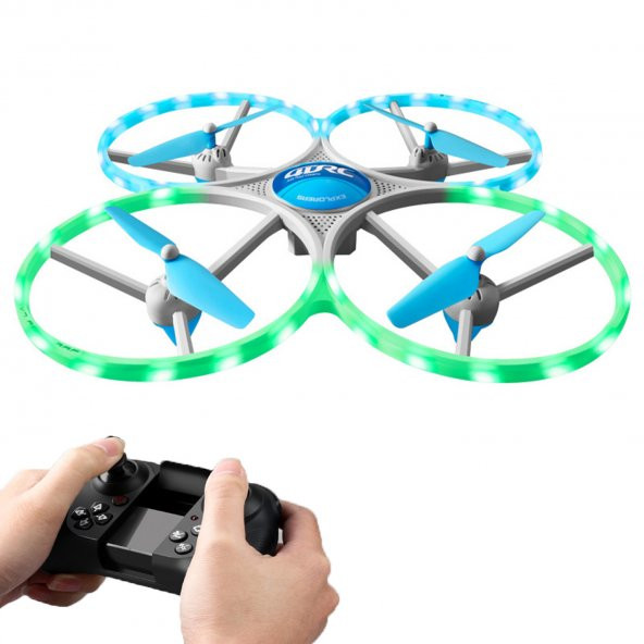 Uzaktan Kumandalı LED Işıklı Başlangıç Seviye Drone Quadcopter Kamerasız Havada Sabit Kalma Özelliği