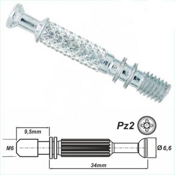 AletÇantam 6mm Minifix Mili Mobilya Dolap Birleştirme Bağlantı Vidası - 10 Adet - 2