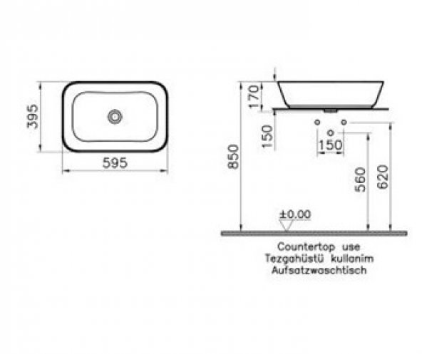 VitrA Geo Çanak Lavabo Dikdörtgen 60 cm 7425B003-0016 - 2