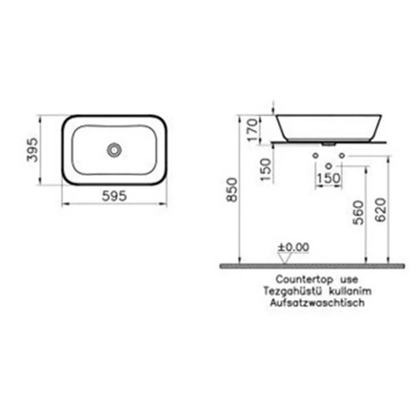 VitrA Geo Çanak Lavabo Dikdörtgen 60 cm 7425B003-0016 - 4
