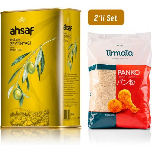 Ahsaf Riviera Zeytinyağı 1 lt + Panko Ekmek Kırıntısı 1 kg