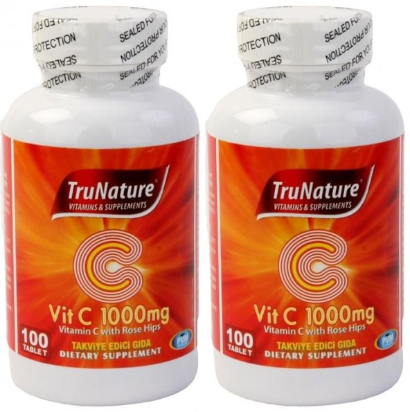 Trunature Vitamin C Vitamini 1000 Mg Rose Hips 2x100 Tablet Kuşburnu Ekstresi