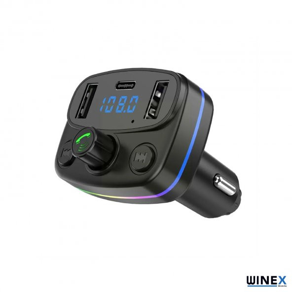 Winex M44 Fm Handsfree Bluetooth Modülatör MP3 Player Type-C Çıkışlı Araç Şarj Aleti - 3