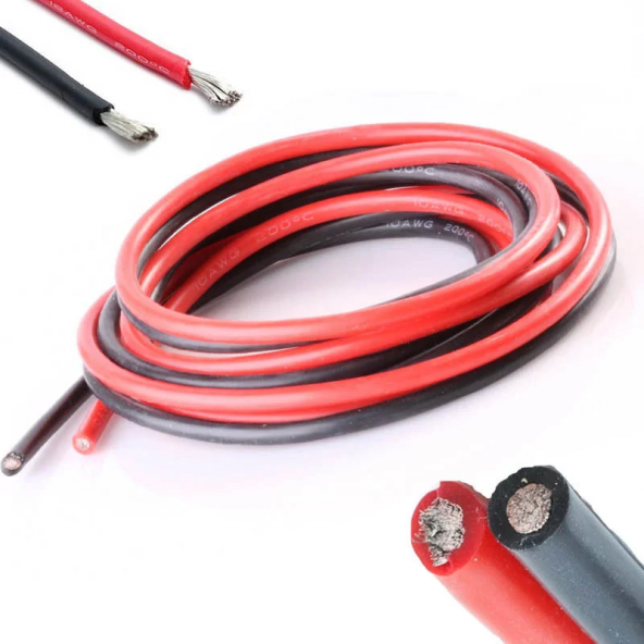 30 AWG RC Yumuşak Silikon Kablo - 30awg Lipo Batarya Kablosu - SiYAH