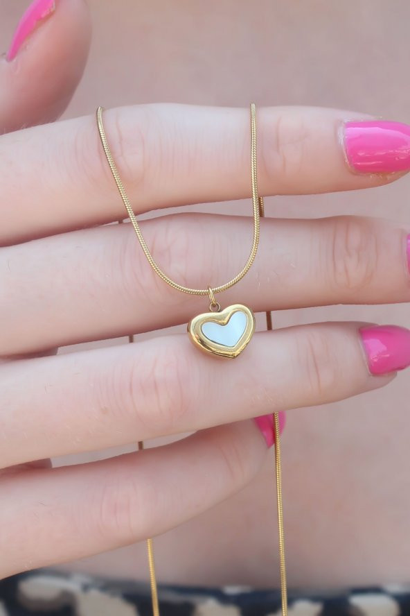 316L Çelik Gold Renk Kalp Figür Kadın Kolye ürün görseli