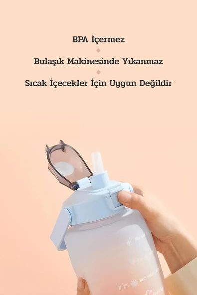 Valletta VLT1280 Eldorado 3lü Set Motivasyonel Su Matarası Yeşil(2000ml-750ml-300ml) - 4