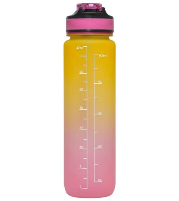 Valletta VLT1246 Fofana Bpa Içermez Motivasyonel Su Matarası 900ML Pembe - Resim 3