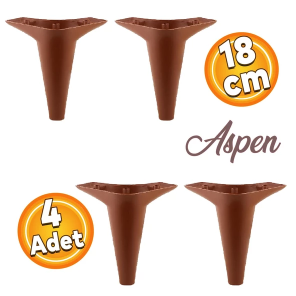 Aspen Lüks Mobilya Kanepe Koltuk Tv Ünitesi Konsol Ayağı Ayakları 18 Cm Kahverengi Ayak (4 ADET)