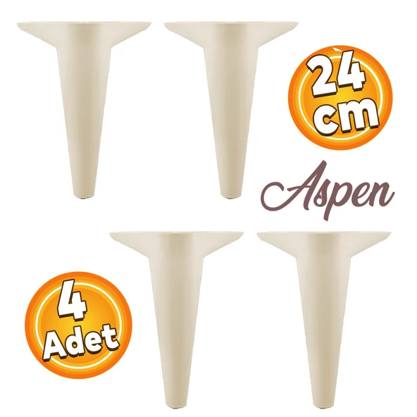 Aspen Lüks Mobilya Kanepe Koltuk Tv Ünitesi Konsol Ayağı Ayakları 24 Cm Krem Ayak (4 ADET)