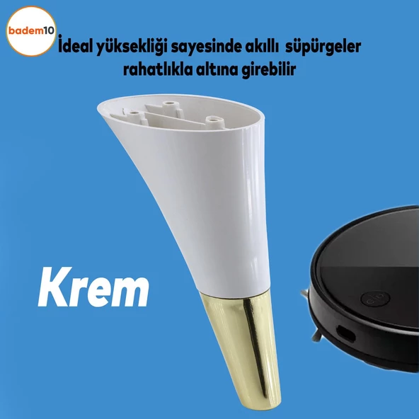 Clara 6'lı Set Mobilya Koltuk Kanepe Baza Yatak Tv Ünite Destek Ayağı 15 Cm Ayakları Krem Gold - 2