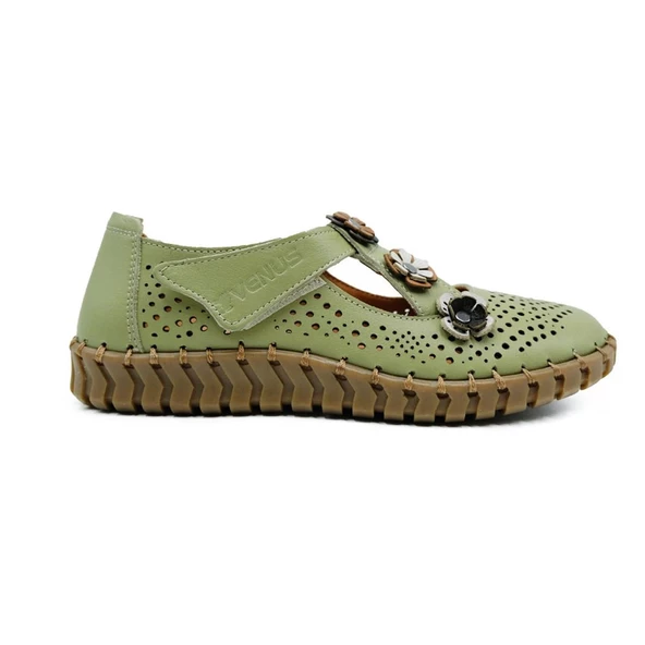 VENÜS 2010718Y ORTOPEDİK CIRTLI DERİ  YAZLIK KADIN AYAKKABI - Resim 8