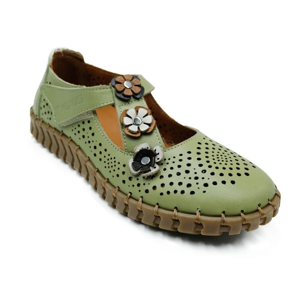 VENÜS 2010718Y ORTOPEDİK CIRTLI DERİ  YAZLIK KADIN AYAKKABI - Resim 2