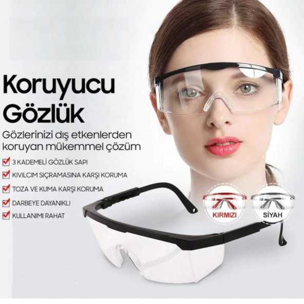 KORUYUCU ŞEFFAF GÖZLÜK KIRILMAZ bugulanmaz - 2