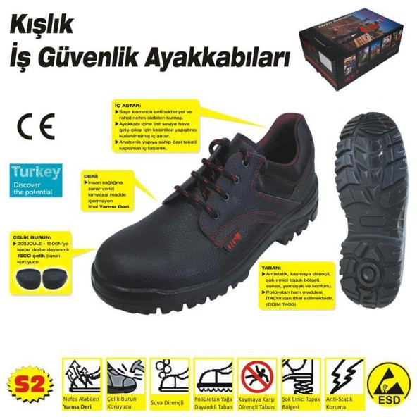 İŞ GÜVENLİKLİ AYAKKABI ÇELİK BURUNLU marka:414 - 2