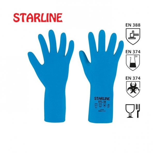 Stl-38 Kauçuk Eldiven Mavi-no:10 (pamuk Astarlı) 12 ÇİFT - 2