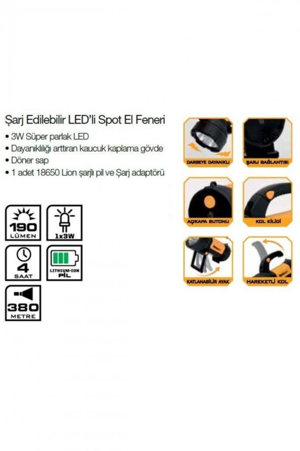 Lightorch Lt03101şarj Edilebilir Led Fener 190 Lümen - 2